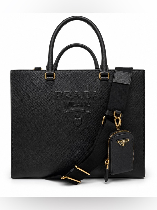 Prada Handbags - Prada Lux Saffiano Leather Black Crossbody Tote Bag